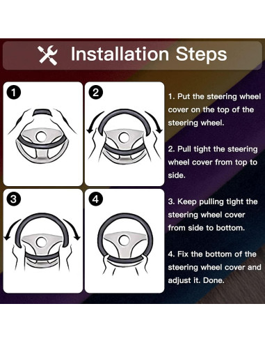Cubierta de Volante de Terciopelo OTOSTAR 15" Universal Negro
