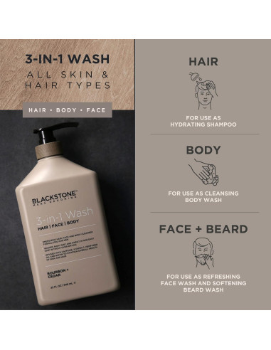 Blackstone Lavado 3 en 1 para Hombres - Bourbon y Cedro 946 ml