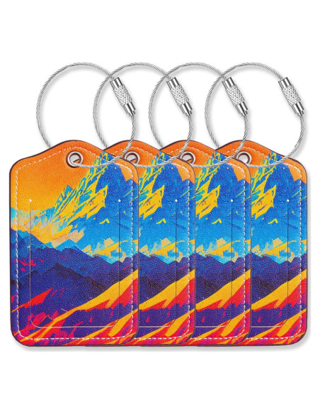 Etiquetas de Equipaje GOWRAPS de Cuero 4 Piezas Montaña de Ladrillo Etiquetas de Equipaje GOWRAPS de Cuero 4 Piezas Montaña de Ladrillo