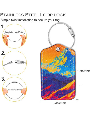 Etiquetas de Equipaje GOWRAPS de Cuero 4 Piezas Montaña de Ladrillo