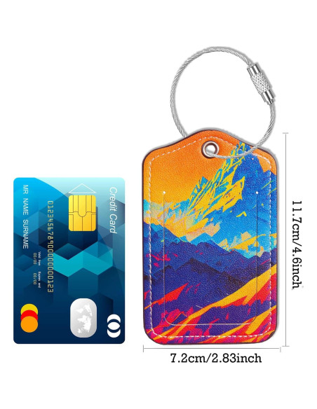 Etiquetas de Equipaje GOWRAPS de Cuero 4 Piezas Montaña de Ladrillo Etiquetas de Equipaje GOWRAPS de Cuero 4 Piezas Montaña de Ladrillo