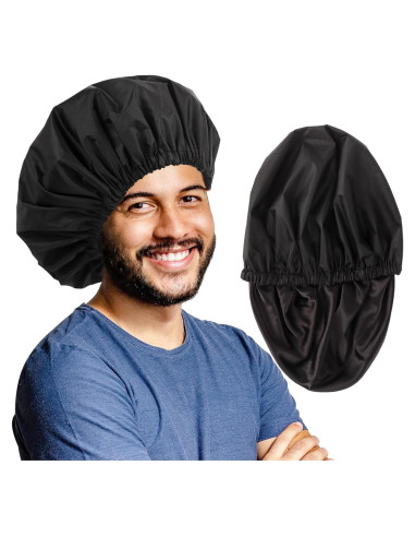 Gorro de Ducha Ajustable Himoswis Grande Impermeable Satén Negro