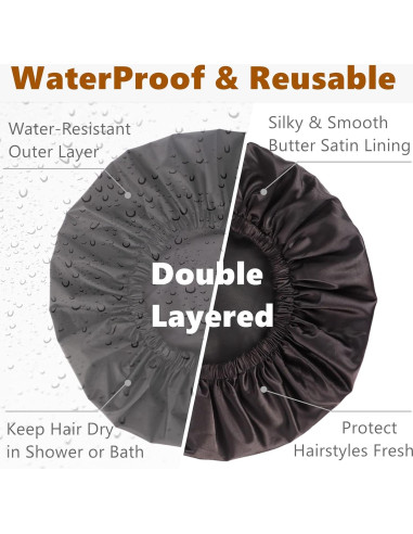 Gorro de Ducha Ajustable Himoswis Grande Impermeable Satén Negro
