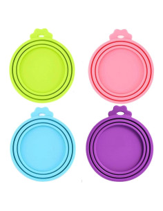 Paquete de 4 tapas de silicona Giozoc para latas de comida