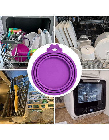 Paquete de 4 tapas de silicona Giozoc para latas de comida
