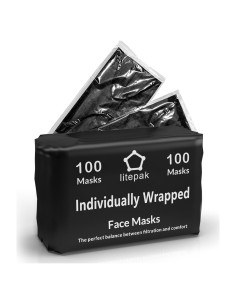 Mascarillas Desechables Premium Litepak 100 Unidades Negro