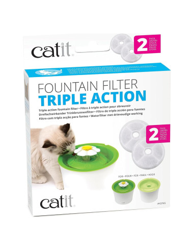 Filtros de Agua Catit Triple Acción - Paquete de 2 para Gatos