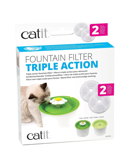 Filtros de Agua Catit Triple Acción - Paquete de 2 para Gatos