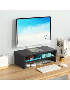 Soporte de Monitor TEAMIX de Madera Negro 2 Niveles 36kg 2