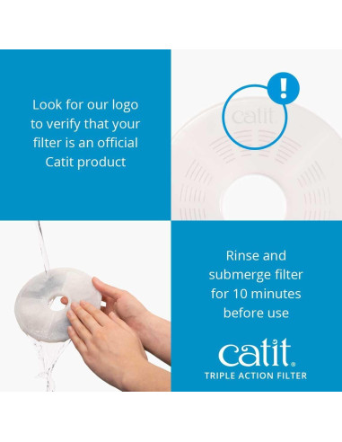 Filtros de Agua Catit Triple Acción - Paquete de 2 para Gatos