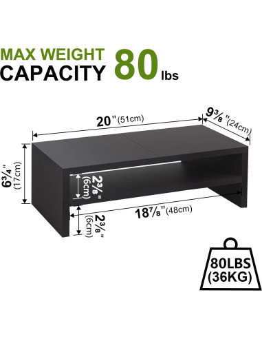 Soporte de Monitor TEAMIX de Madera Negro 2 Niveles 36kg