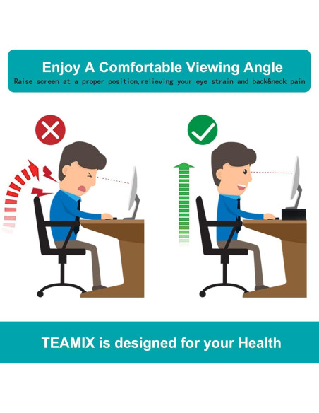 Soporte de Monitor TEAMIX de Madera Negro 2 Niveles 36kg