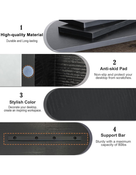 Soporte de Monitor TEAMIX de Madera Negro 2 Niveles 36kg