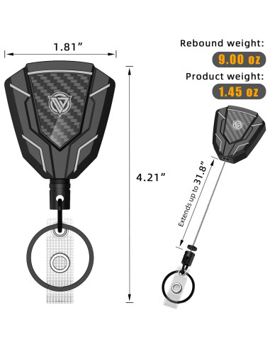 Llavero Retráctil Oaridey con Clip para Cinturón 80.8 cm