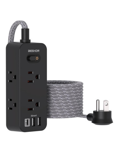 Tira de Alimentación BESHON 5FT con 6 Salidas y 3 USB