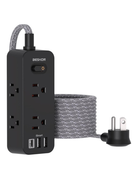 Tira de Alimentación BESHON 5FT con 6 Salidas y 3 USB