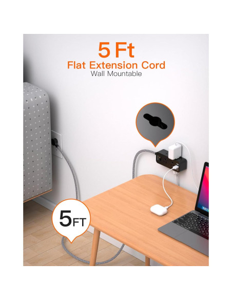 Tira de Alimentación BESHON 5FT con 6 Salidas y 3 USB