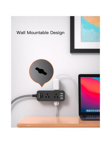 Tira de Alimentación BESHON 5FT con 6 Salidas y 3 USB