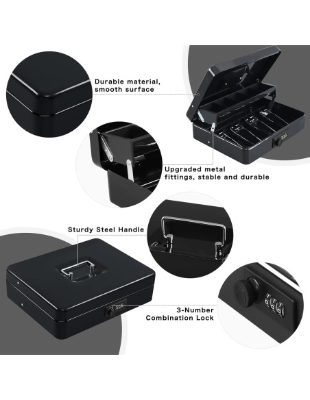 Caja de Efectivo Xydled con Cerradura de Combinación 30x24x9cm