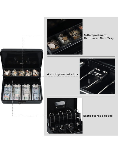 Caja de Efectivo Xydled con Cerradura de Combinación 30x24x9cm