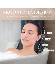Almohada de Bañera Joeyset Gris, Malla de Aire 4D, Antideslizante 2