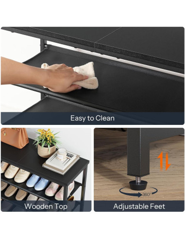 Estante para zapatos HOOBRO 4 niveles negro, organizador 12 pares