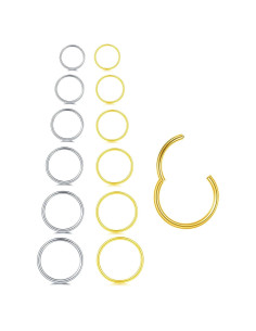 Aros Nasales 316L Acero Quirúrgico 12 Piezas 6-12mm