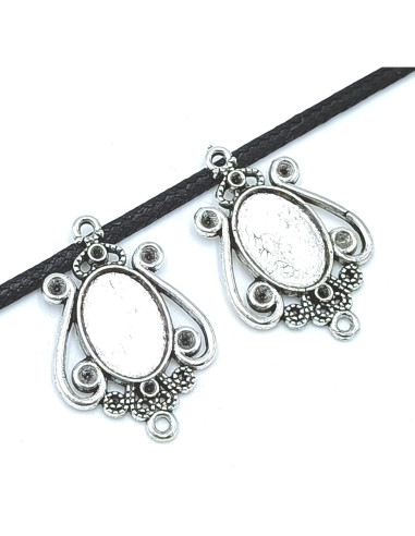 Encantos Raqueta de Tenis YOOGCORETT 50pcs Plata Antigua 23x10mm