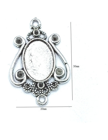 Encantos Raqueta de Tenis YOOGCORETT 50pcs Plata Antigua 23x10mm