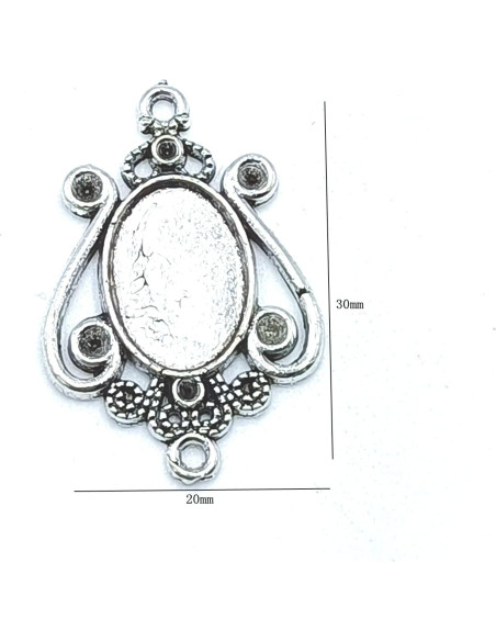 Encantos Raqueta de Tenis YOOGCORETT 50pcs Plata Antigua 23x10mm