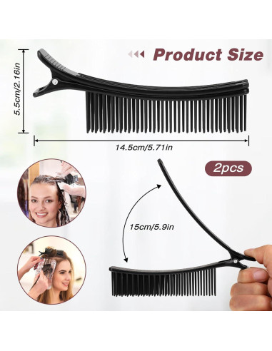 Clips para Cabello MOZEAT LENS 2 Pcs Profesionales Negro