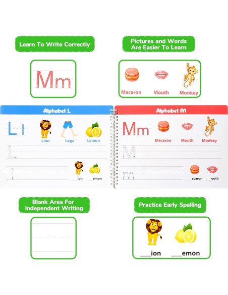 Cuaderno Educativo Lrathenk para Niños 3-6 Años - Escritura y Números Cuaderno Educativo Lrathenk para Niños 3-6 Años - Escritura y Números