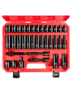 Juego de Enchufes de Impacto 33pcs EACELIY 1/2" (8-22mm) Acero Cr-V
