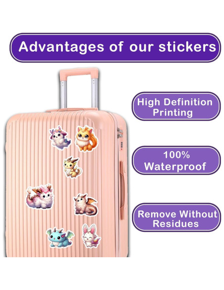 Pack 50 Pegatinas Kawaii de Animales BIGZORO Impermeables Pack 50 Pegatinas Kawaii de Animales BIGZORO Impermeables