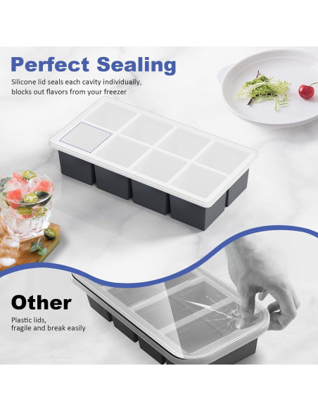 Bandeja de Hielo Grande GGOW de Silicona Cuadrada 5.08 cm