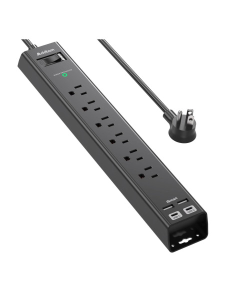 Regleta de Protección Addtam 2 pies con 6 Salidas AC y 4 USB
