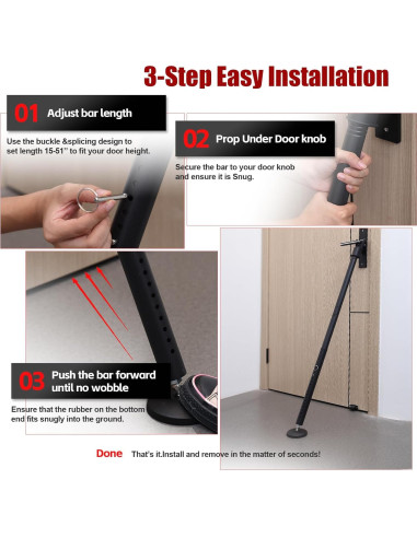 Barra de Seguridad Ajustable Wefaith 600LB 62.2-128.7cm