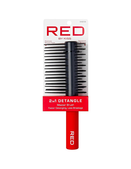 Cepillo Desenredante 2-En-1 RED by Kiss para Todo Tipo de Cabello