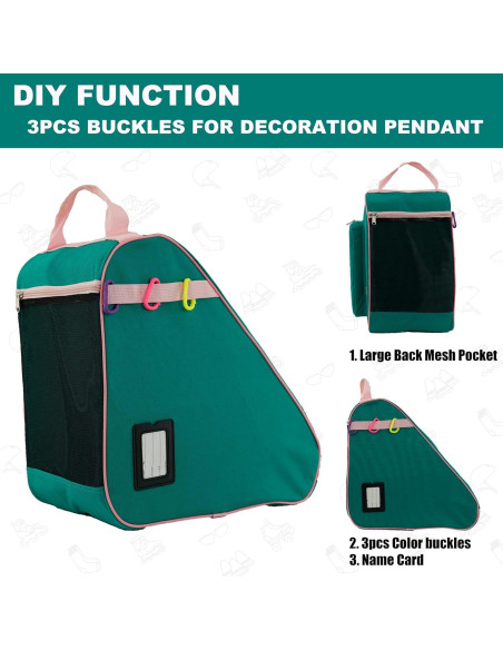 Bolsa de Patinaje HEXIFUL Hxfskb 20L Impermeable Verde/Rosa