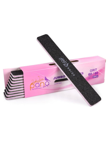 10 Piezas Lima de Uñas Doble Cara Jumbo PANA 60/60 Negra