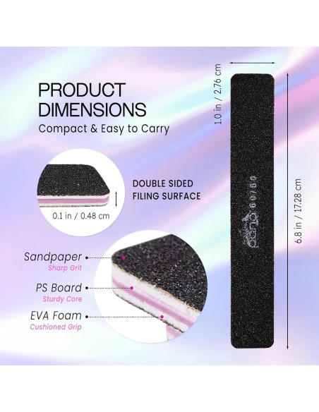 10 Piezas Lima de Uñas Doble Cara Jumbo PANA 60/60 Negra