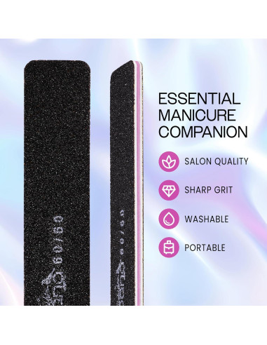 10 Piezas Lima de Uñas Doble Cara Jumbo PANA 60/60 Negra