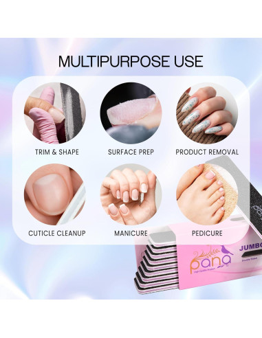 10 Piezas Lima de Uñas Doble Cara Jumbo PANA 60/60 Negra