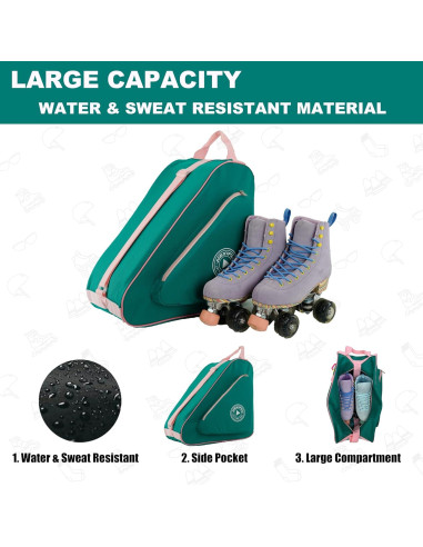 Bolsa de Patinaje HEXIFUL Hxfskb 20L Impermeable Verde/Rosa