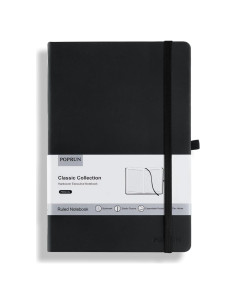 Cuaderno POPRUN A5 Tapa Dura Rayado Negro 240 Páginas