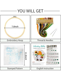 Kit de Bordado Nuberlic Girasol y Gnomo para Principiantes 2