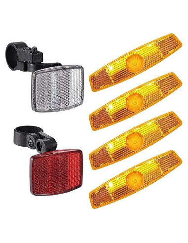 Kit de Reflectores Delanteros y Traseros 6 Pcs SYNERGY para Bicicleta