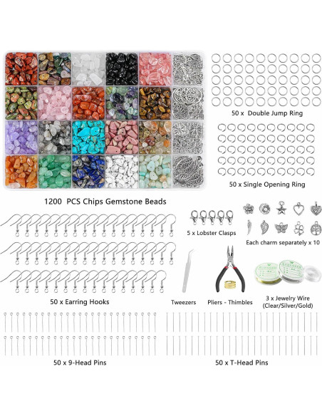 Kit de Fabricación de Joyas Ouubuuy 1200pcs Cristales y Cuentas