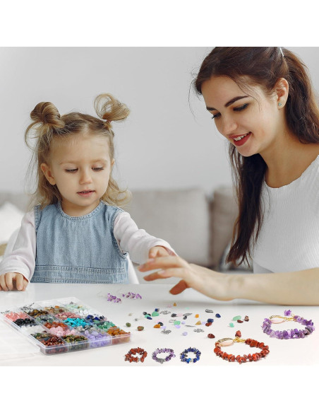 Kit de Fabricación de Joyas Ouubuuy 1200pcs Cristales y Cuentas
