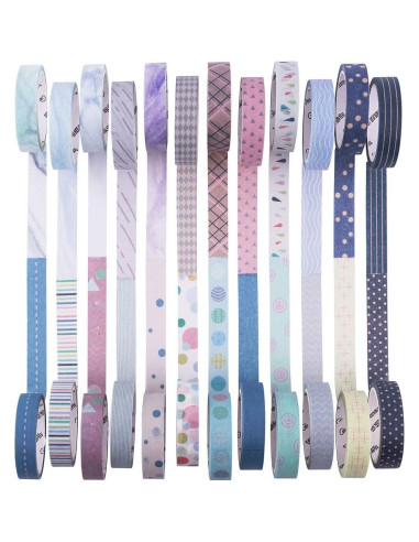 Cinta Washi YUBBAEX 24 Rollos 10mm x 5m Decorativa